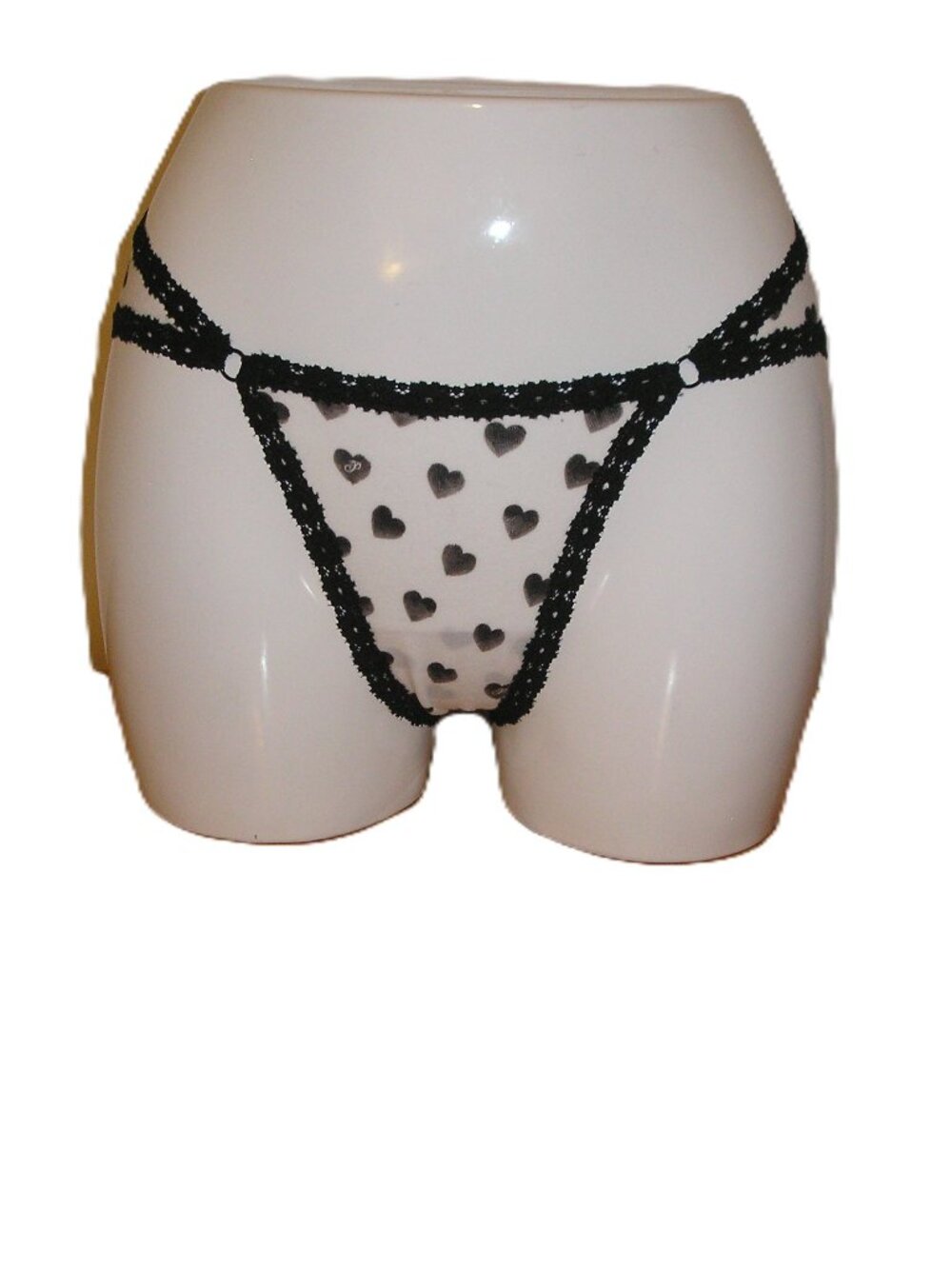 Victoria's Secret Pink-Heart Print O-Ring Detail Cheeky Bikini Panties Medium